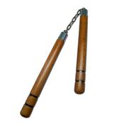 Delxue Wooden Red Oak W/ 2 Stripes Nunchucks  B.B