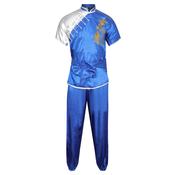 Competition Wushu Silk Uniform - White/Blue image
