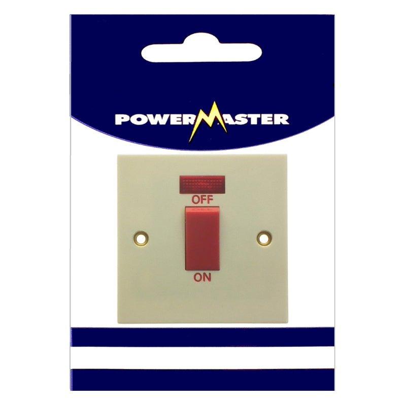 45 Amp Cooker Switch with Neon Light, White, 1 Gang