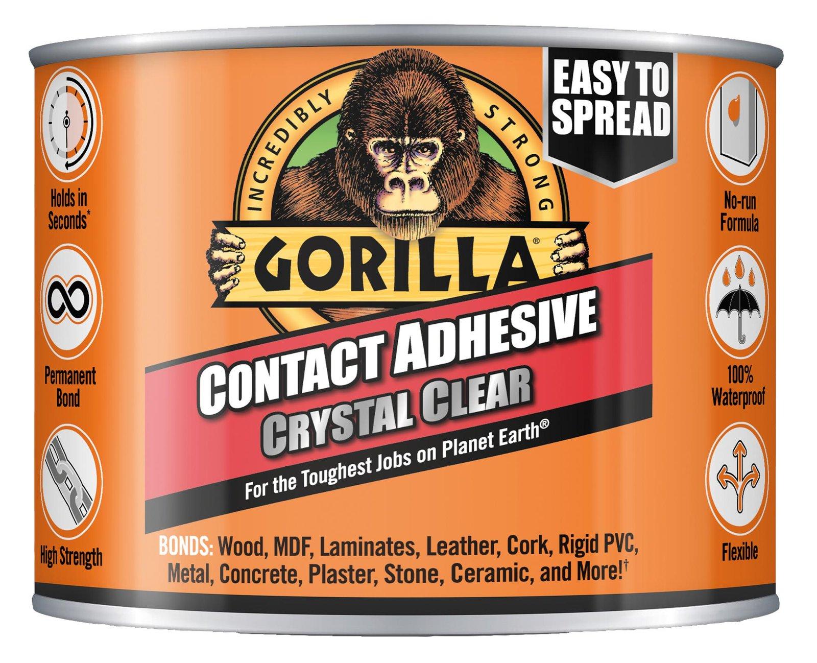 Gorilla Contact Adhesive Crystal Clear 200ml - Waterproof, Fast-drying, Permanent Bond, Easy to Spread