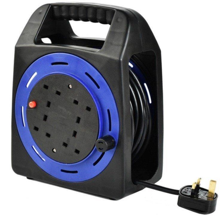 Powermaster Cable Reel 20m 240V with Handle, Socket, Cable, Plug