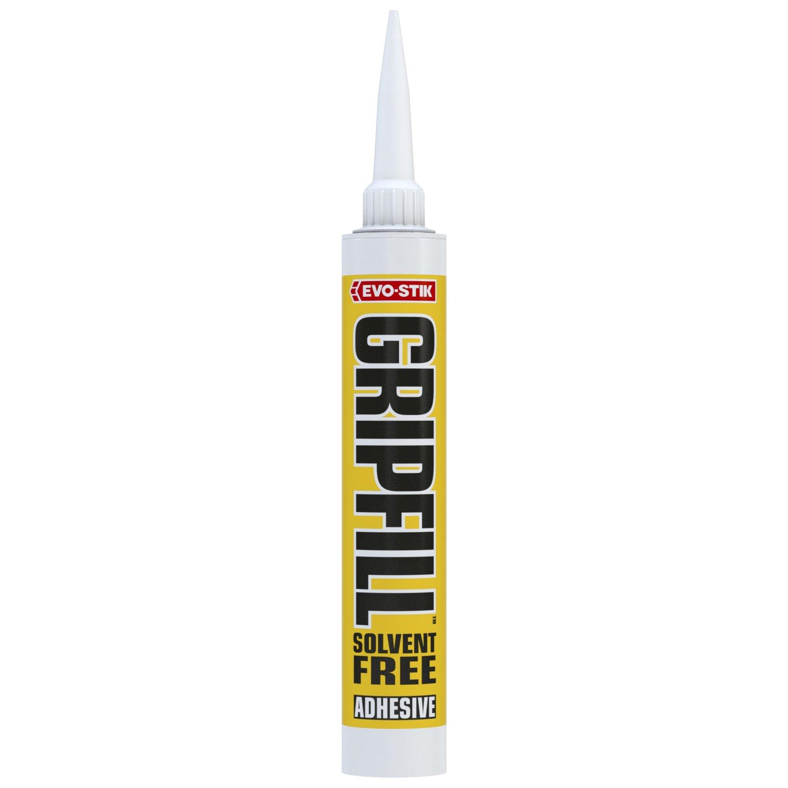 EVO-STIK Gripfill Solvent Free Grab Adhesive 350ml - High Strength Gap Filling for Wood, Metal, Stone, UPVC, Interior Use - Yellow Tube with White Nozzle