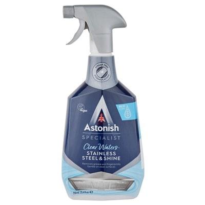 Astonish Specialist Stainless Steel & Shine Cleaner 750ml Clear Waters Scent Streak-Free Formulation Vegan Eco-Friendly