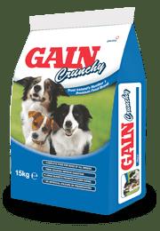 Gain Crunchy Dog Food 15 kg - Complete food for dogs, Fibre sources improve digestion, Large nuggets promote slower eating, No artificial colours or preservatives