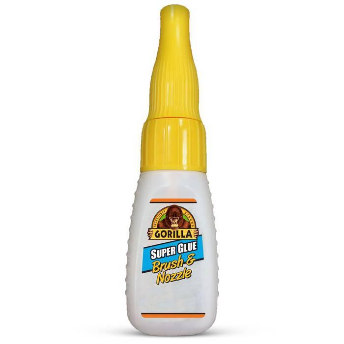Gorilla Super Glue Brush & Nozzle 12g, Fast-setting, Impact-resistant, Bonds plastic, wood, metal, ceramic, rubber, leather, paper
