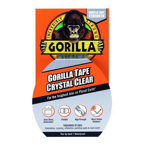 Gorilla Crystal Clear Tape 48mm x 8.2m - Incredibly Strong, Waterproof