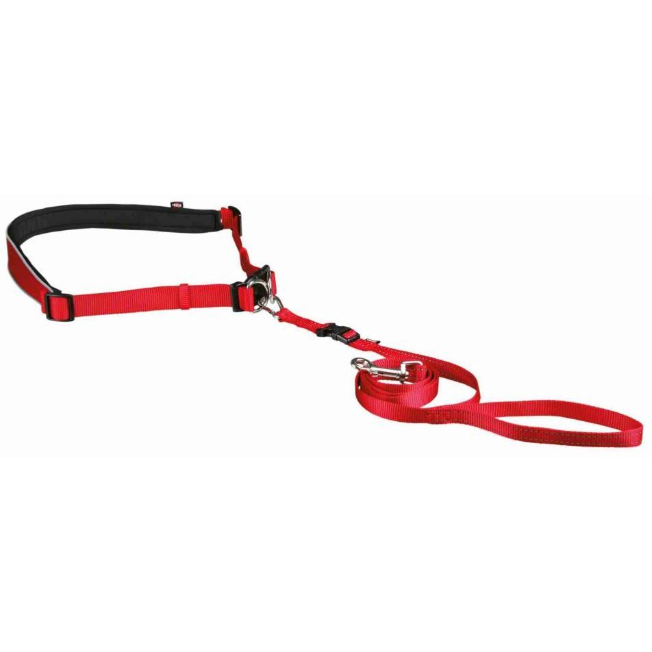 TRIXIE Waist Belt with Dog Leash, Nylon, Pockets, Reflective Stripes, Buckle, Leash, Swivel Joint, Elastic Waist Band, Bottle Holder