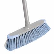 York Bacteria Stop Grey-Blue Dual Bristle Broom With Handle 120cm image