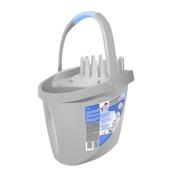York Bacteria Stop Grey-Blue Oval Mop Bucket With Wringer 12 Litre image