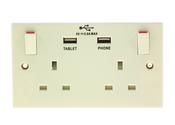 Powermaster 2 Gang 13A Switched Socket with 2 USB Ports image