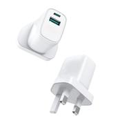 Powermaster 2-Port USB Charger Plug 1 Type A &amp;amp; 1 Type C image