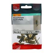 Timco Mixed Picture Hanging Hooks Electro Brass 8pk