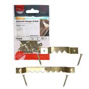 Timco Mixed Sawtooth Hangers and Nails Electro Brass 15pk