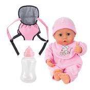 Bayer My First baby 33cm Doll With Sounds and Baby Carrier image