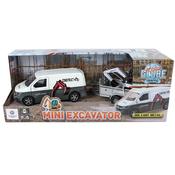 Kids Globe Construction Van With Mini Excavator And Trailer 1:32 image