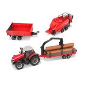 Burago Massey Ferguson 8740S Tractor With 3 Assorted Trailers 1:50 image