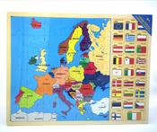 Europe Map &amp; Flags Wooden Puzzle image