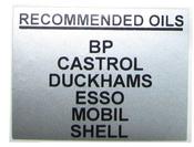 Decal - Recommended Oils