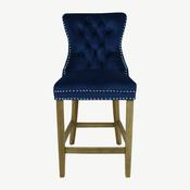 Kacey Navy Stool- Brushed Leg