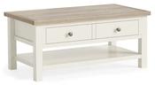 Modern Country Coconut White Coffee Table With Shelf