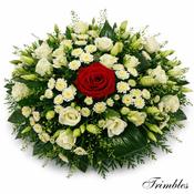 Elegant funeral posy with red rose image