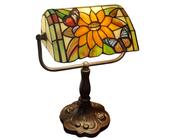 Sunflower &amp; Butterfly Tiffany Banker’s Lamp – 33cm image