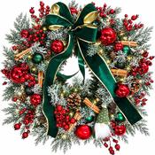 Large Evergreen Velvet Bow Wreath image