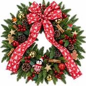Large Traditional Red Ribbon Christmas Wreath image