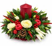 Classic Christmas Candle Centrepiece with Fresh Flowers