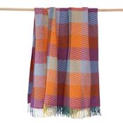 Berry &amp; Orange Block Textured Twill Merino Wool Cashmere Throw image