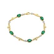 14K Gold Lab Diamond and Emerald Claddagh Bracelet image