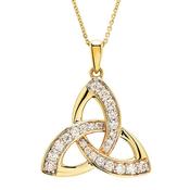 14K Lab Diamond Detailed Trinity Knot Necklace