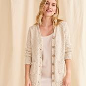 Oatmeal Cotton Linen Blend V-Neck Long Cardigan