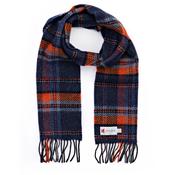Navy Rust Check Merino &amp; Cashmere Scarf