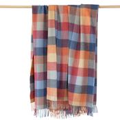 Blue, Orange &amp; Red Herringbone Block Merino Lambswool Blanket image