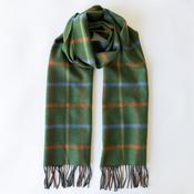 Green Rust Orange Blue Check Merino Luxury Wool Scarf image