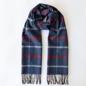 Blue Red Sky Beige Check Merino Luxury Wool Scarf image