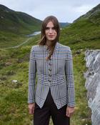 Cream Check Aoibhe Stand Collar Lambswool Jacket image