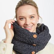 Charcoal Aran Snood with Buttons