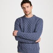 Denim Unisex Classic Crew Neck Aran Sweater