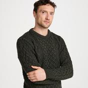 Moss Green Unisex Classic Crew Neck Aran Sweater