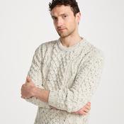 Natural Fleck Unisex Classic Crew Neck Aran Sweater