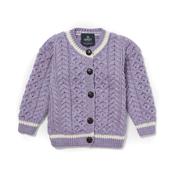 Kids Lavender Cable Tipped Aran Cardigan