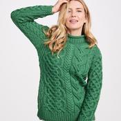 Green Cable Knit Roll Neck Sweater