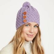 Aran Hat with buttons, Lilac image