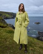 Handwoven Lime Green Herringbone Cadhla Belted Wool Coat image
