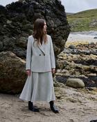 White &amp; Black Windowpane Grace Merino Lambswool Midi Skirt image