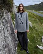 Grey Herringbone Colleen Oversized Lambswool Blazer image