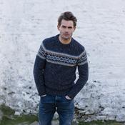 Navy Slate Crew Neck Fairisle Jumper