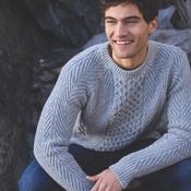 Silver Geelong Lambswool Aran Crew Neck Jumper image